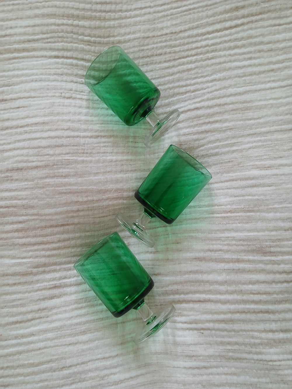 Vintage Luminarc France Cavalier Emerald Green Wine Glasses Set Of 3 1970s - Picture 2 of 5